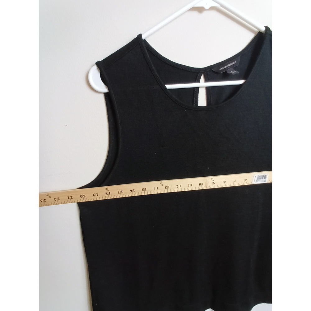 Banana Republic Sleeveless Top Womens XL Black Excellent Layered Hem Keyhole - Picture 5 of 6